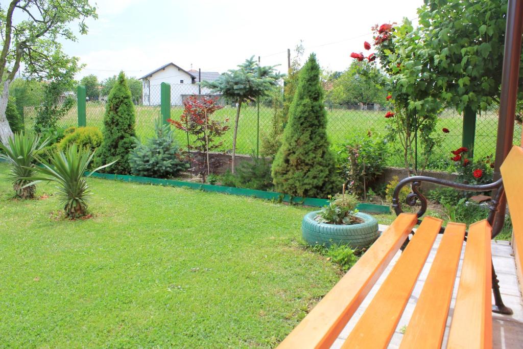 Pogled sa klupe u bašti